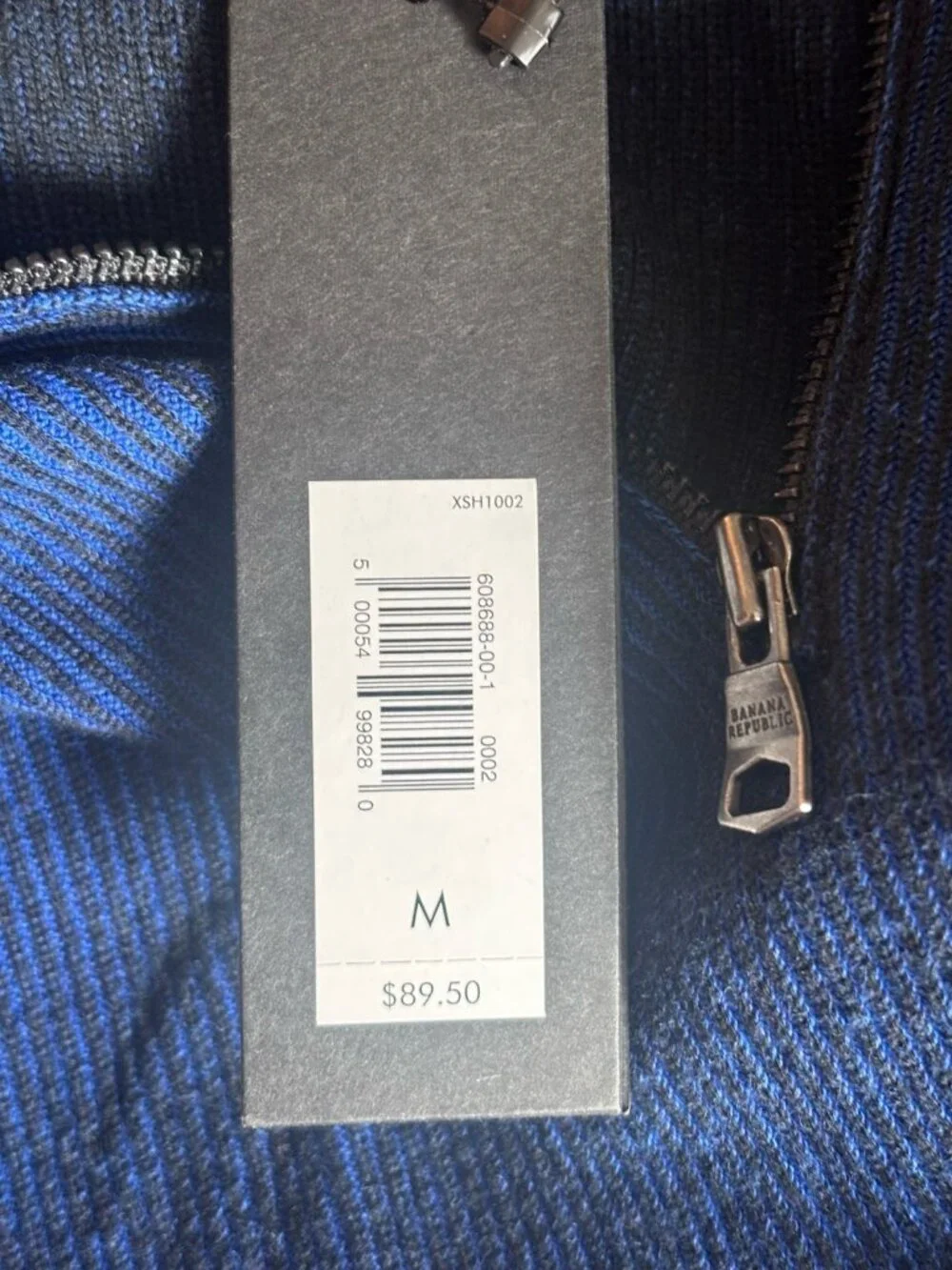NWT Banana Republic Mens Size M Blue 1/4 Zip Pullover Ribbed Supima Cotton
